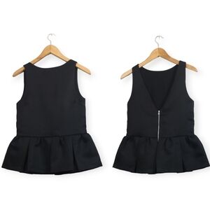 English Factory Black Sleeveless Peplum Top